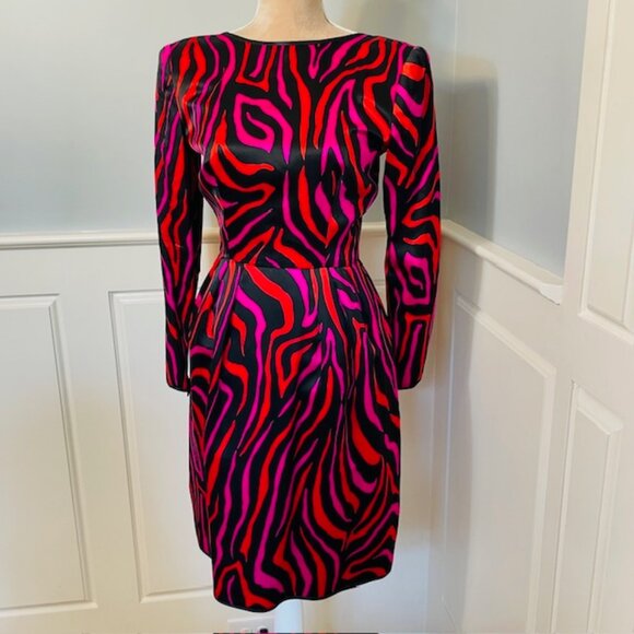 Vintage Stanley Platos Martin Ross Silk Satin 80's Regency Glam Party Dress XS - Picture 14 of 14